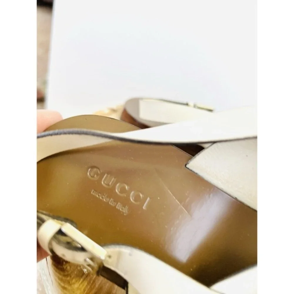 Gucci Women's‎ Liquid Gold Leather Thong Slingback SANDALS size 39.5
